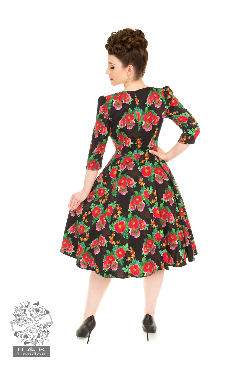 Berry Floral Swing Dress